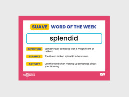 Suave word of the week resource with the word 'splendid'