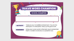 Suave Word School Champion Certificate