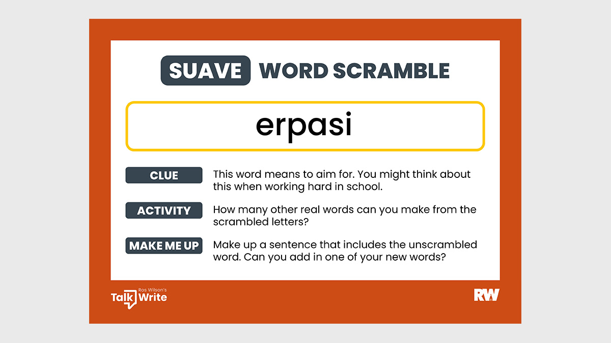 Suave word scramble - aspire