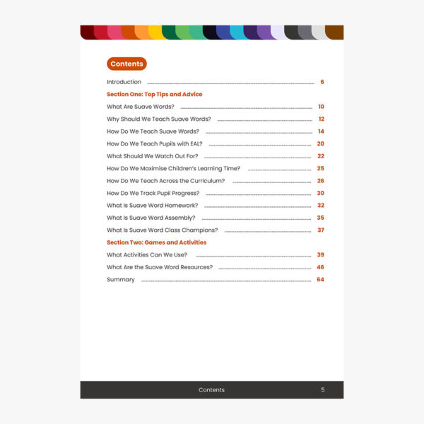 Suave Word Book Contents Page