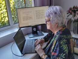 Ros working at desk